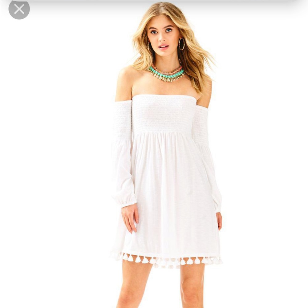 Lilly Pulitzer white off the shoulder dress